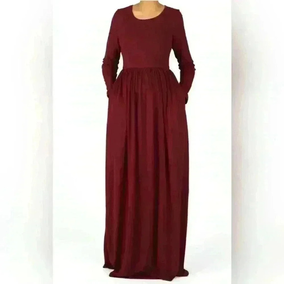 NEW NWT Women's Kabayare Maroon ORIGINAL Milk Silk Maxi Dress - Picture 2 of 10